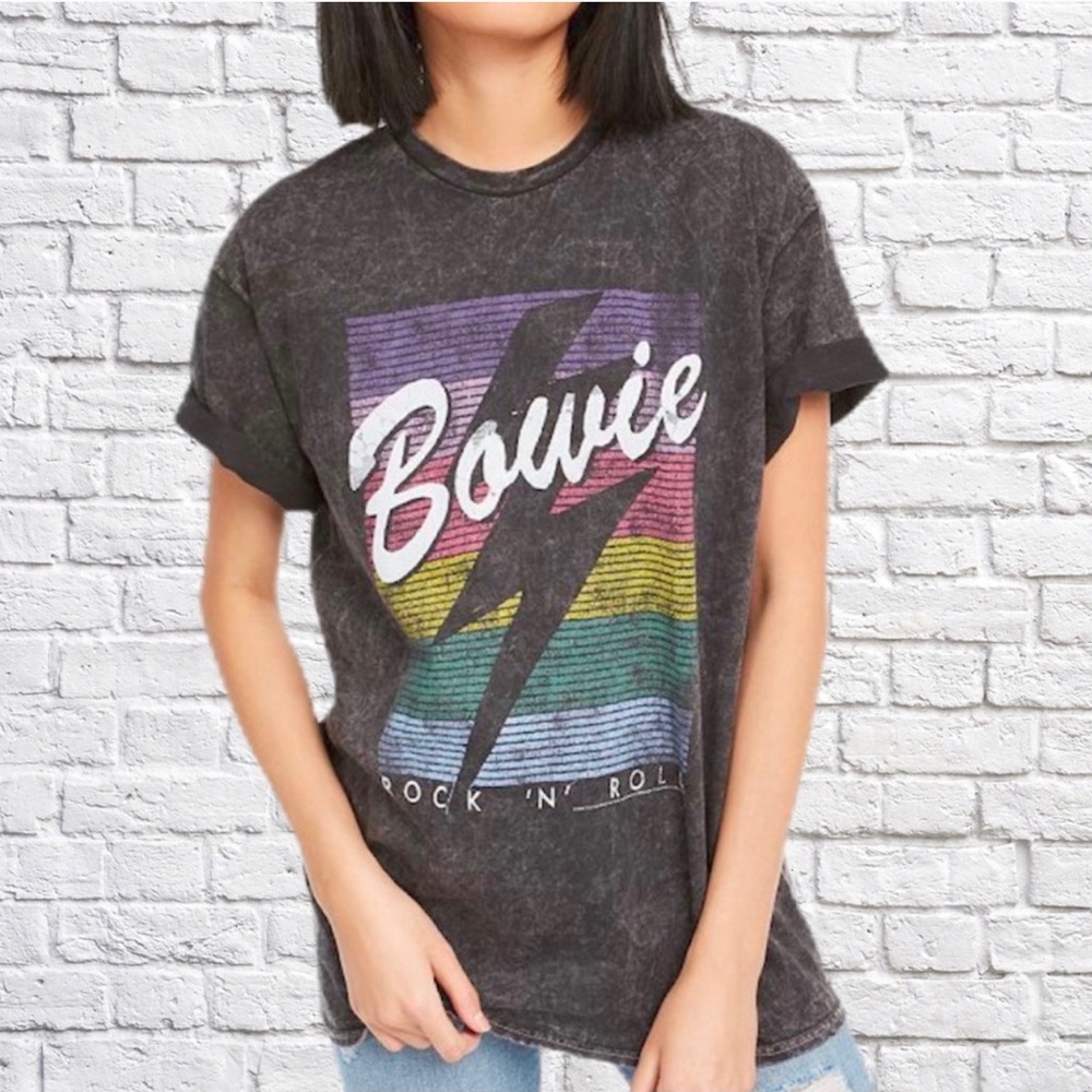 NWT JUNK FOOD Bowie graphic oversized band tee M